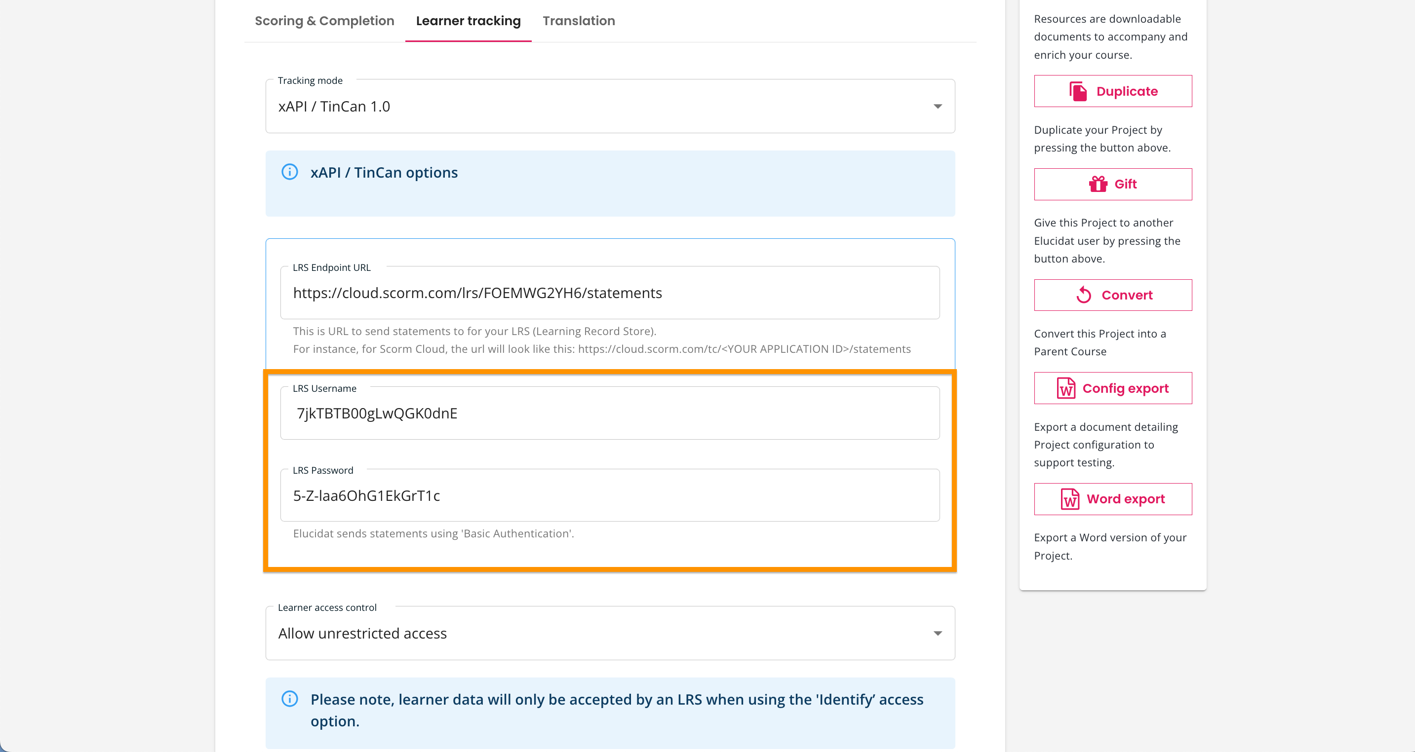 eluauthor-configure-learner-tracking-lrs-username-password-populated