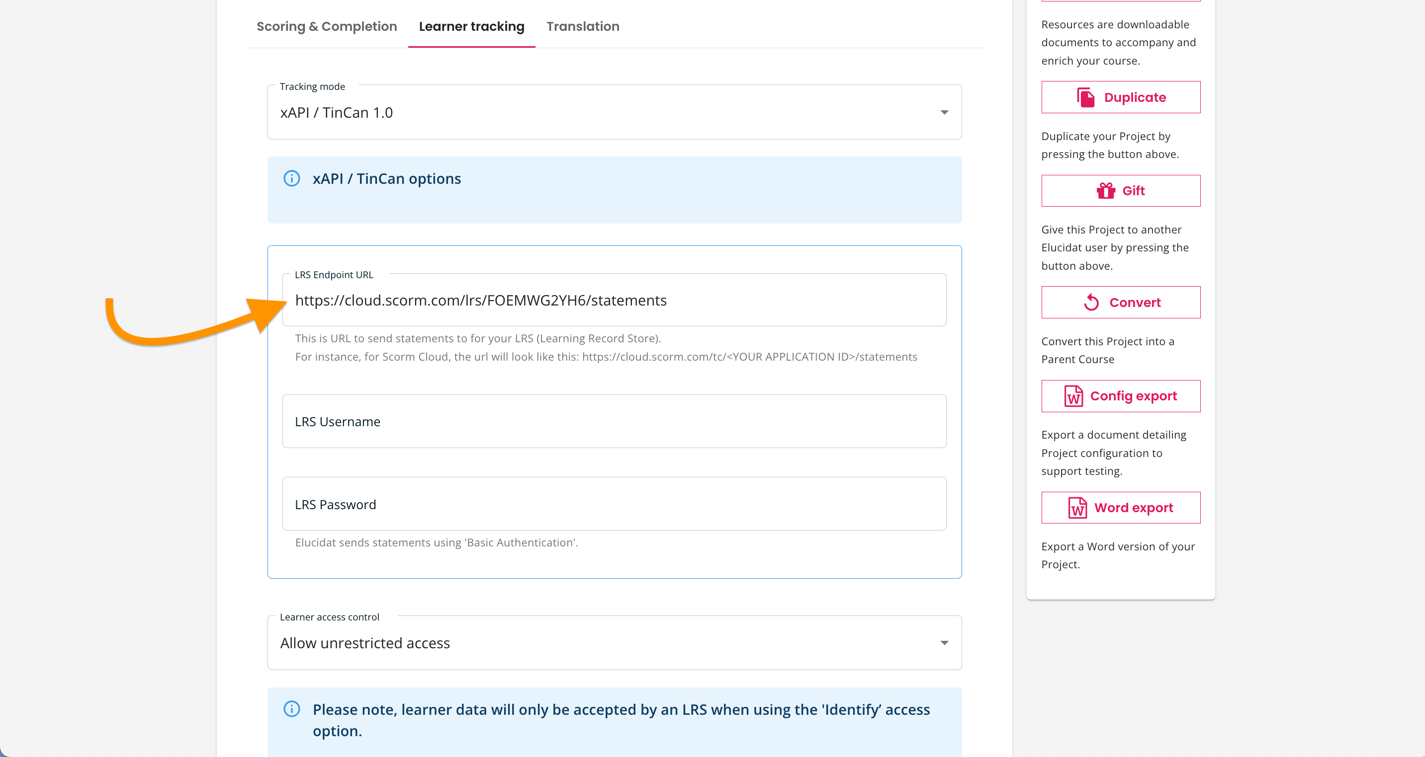eluauthor-configure-learner-tracking-lrs-endpoint-url-populated